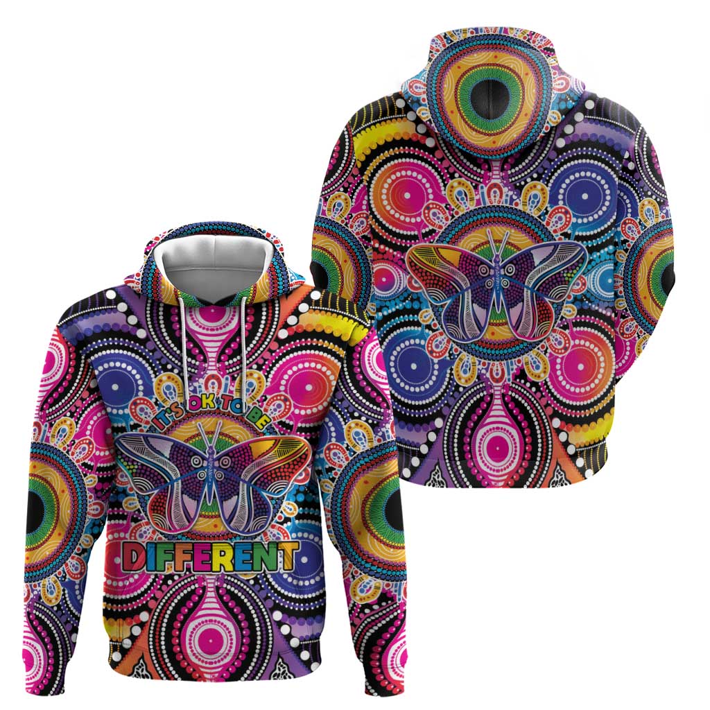 Australia Indigenous Autism Awareness Zip Hoodie Its Okay To Be Different