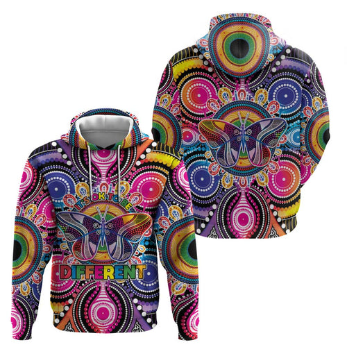 Australia Indigenous Autism Awareness Zip Hoodie Its Okay To Be Different