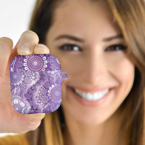 Australia Epilepsy Awareness AirPods Case Purple Butterflies Aboriginal