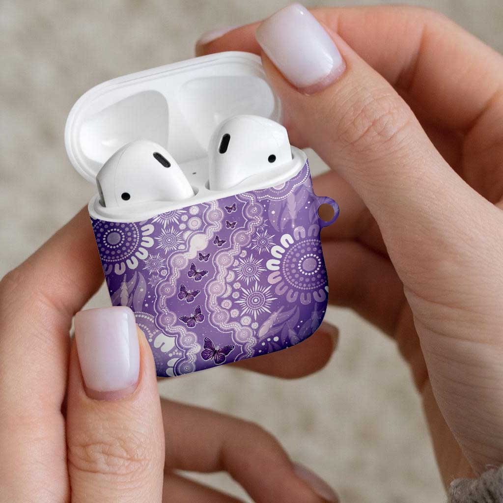 Australia Epilepsy Awareness AirPods Case Purple Butterflies Aboriginal