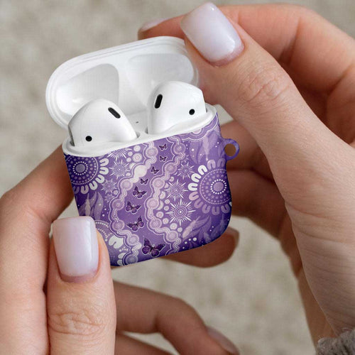 Australia Epilepsy Awareness AirPods Case Purple Butterflies Aboriginal