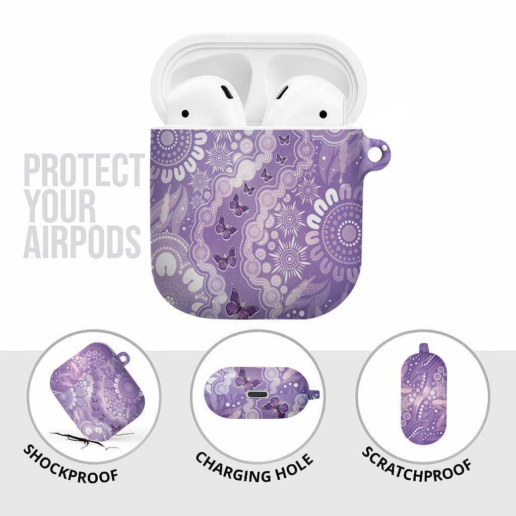 Australia Epilepsy Awareness AirPods Case Purple Butterflies Aboriginal