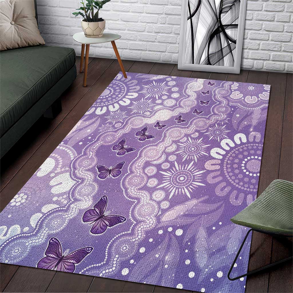 Australia Epilepsy Awareness Area Rug Purple Butterflies Aboriginal
