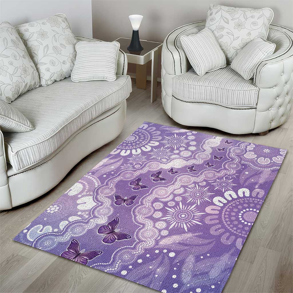 Australia Epilepsy Awareness Area Rug Purple Butterflies Aboriginal