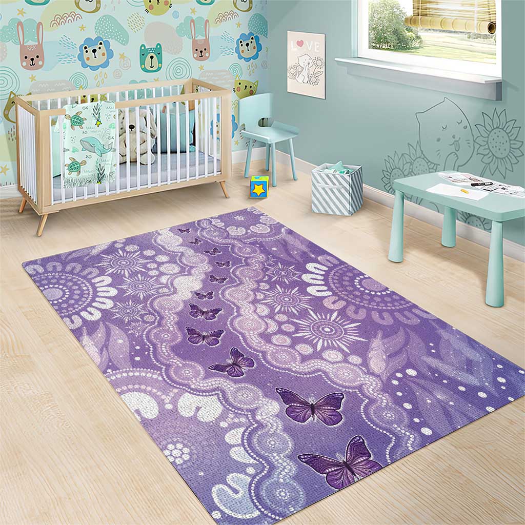 Australia Epilepsy Awareness Area Rug Purple Butterflies Aboriginal