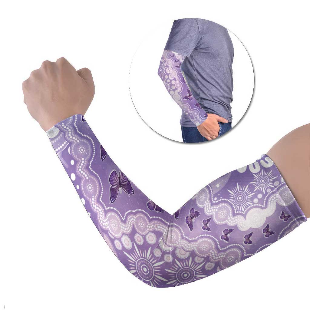 Australia Epilepsy Awareness Arm Sleeves Purple Butterflies Aboriginal