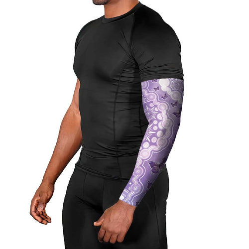 Australia Epilepsy Awareness Arm Sleeves Purple Butterflies Aboriginal