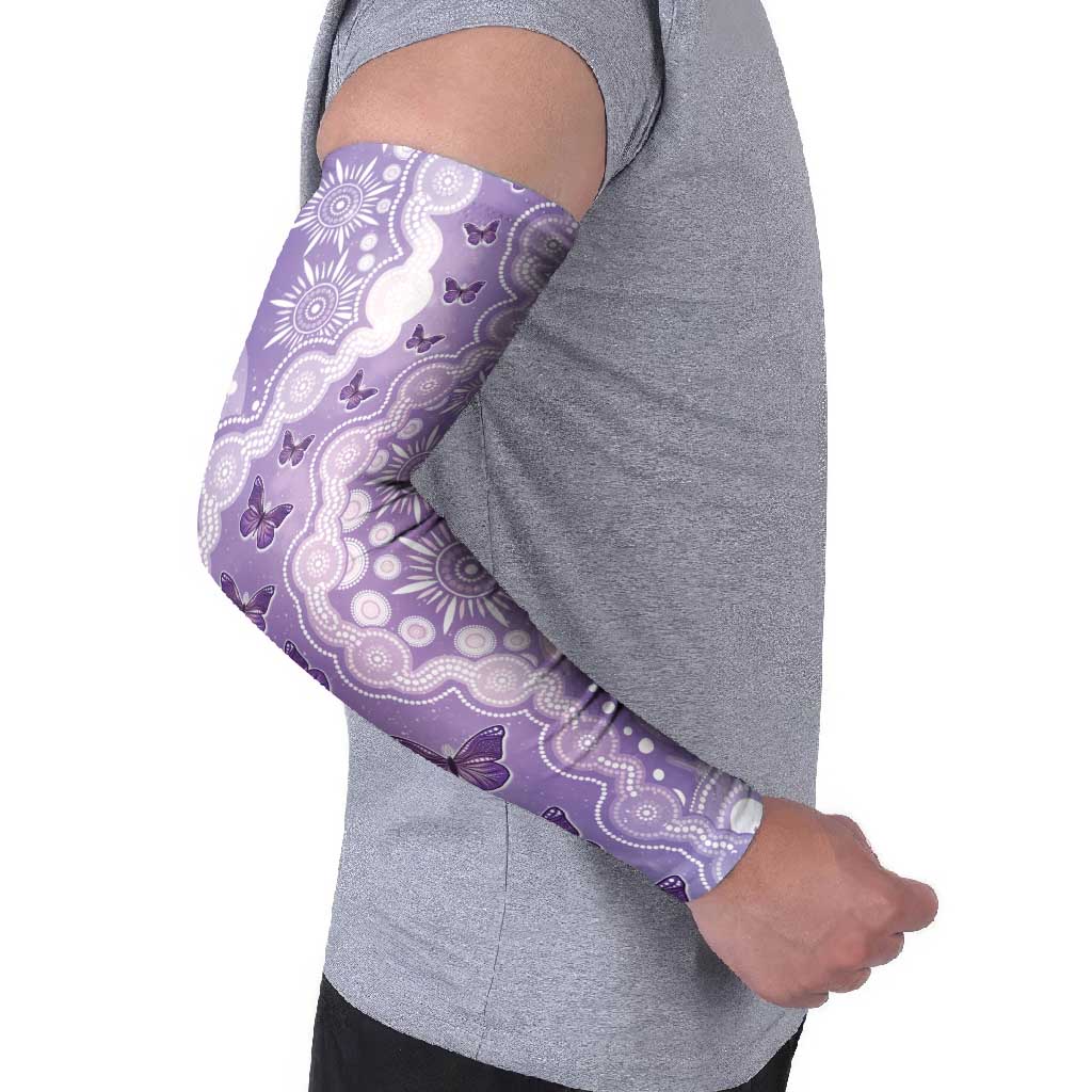 Australia Epilepsy Awareness Arm Sleeves Purple Butterflies Aboriginal