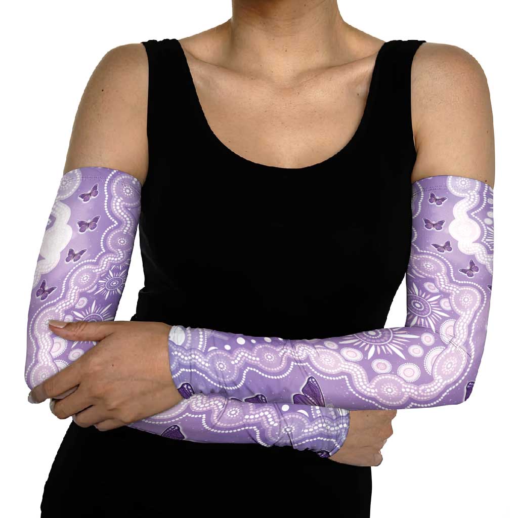 Australia Epilepsy Awareness Arm Sleeves Purple Butterflies Aboriginal