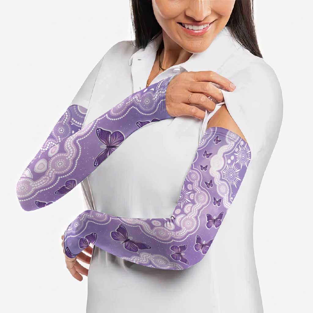 Australia Epilepsy Awareness Arm Sleeves Purple Butterflies Aboriginal