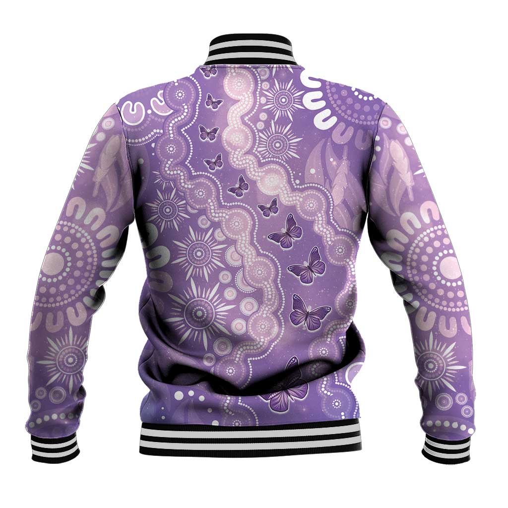 Australia Epilepsy Awareness Baseball Jacket Purple Butterflies Aboriginal