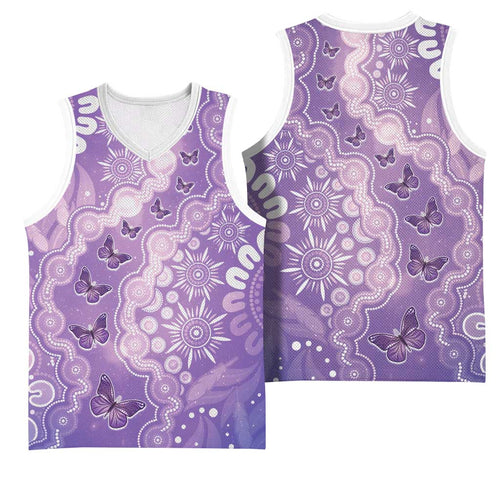 Australia Epilepsy Awareness Basketball Jersey Purple Butterflies Aboriginal