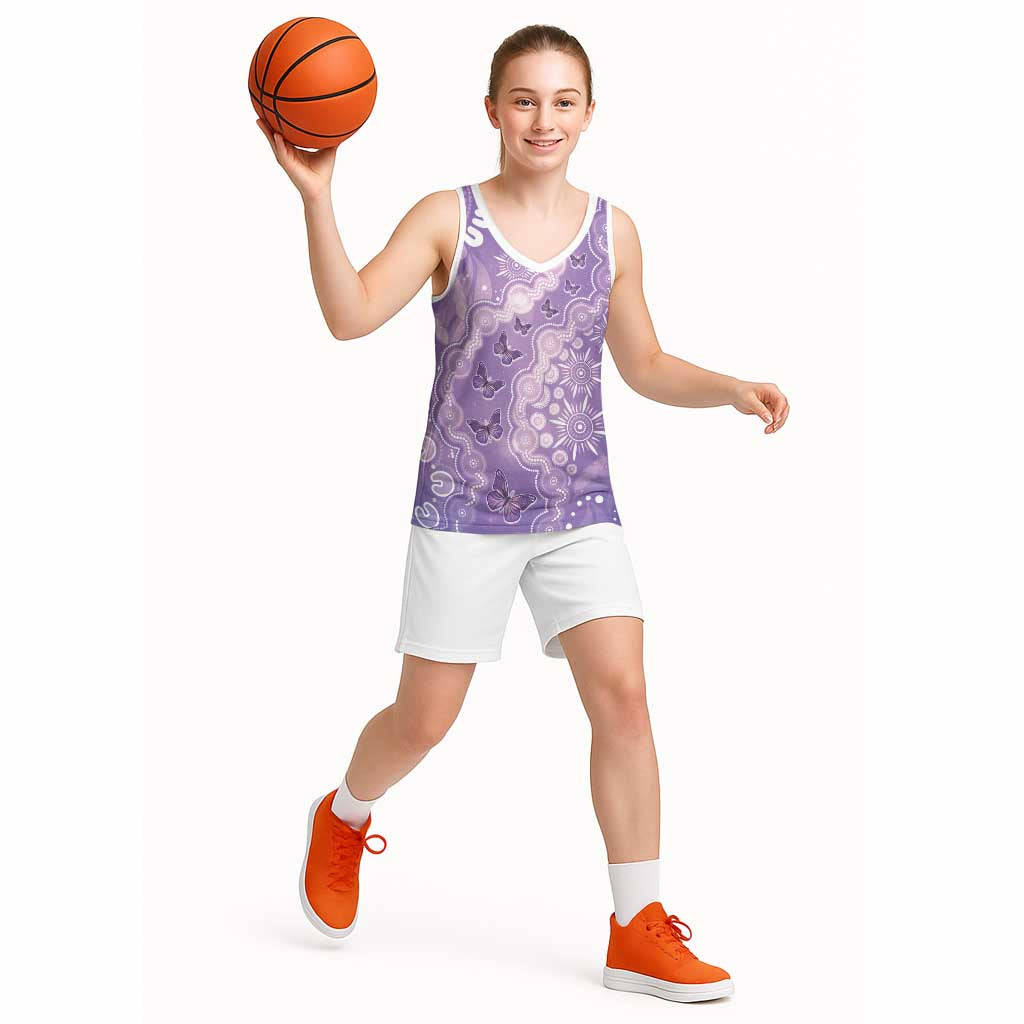 Australia Epilepsy Awareness Basketball Jersey Purple Butterflies Aboriginal