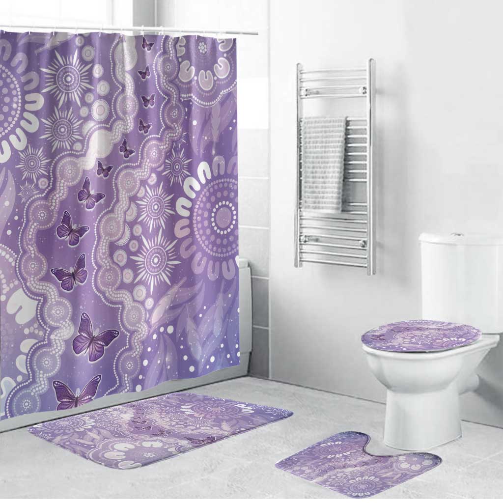 Australia Epilepsy Awareness Bathroom Set Purple Butterflies Aboriginal