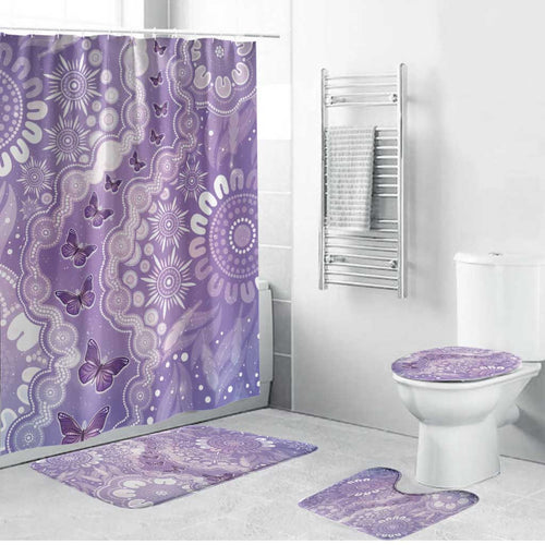 Australia Epilepsy Awareness Bathroom Set Purple Butterflies Aboriginal