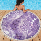 Australia Epilepsy Awareness Beach Blanket Purple Butterflies Aboriginal