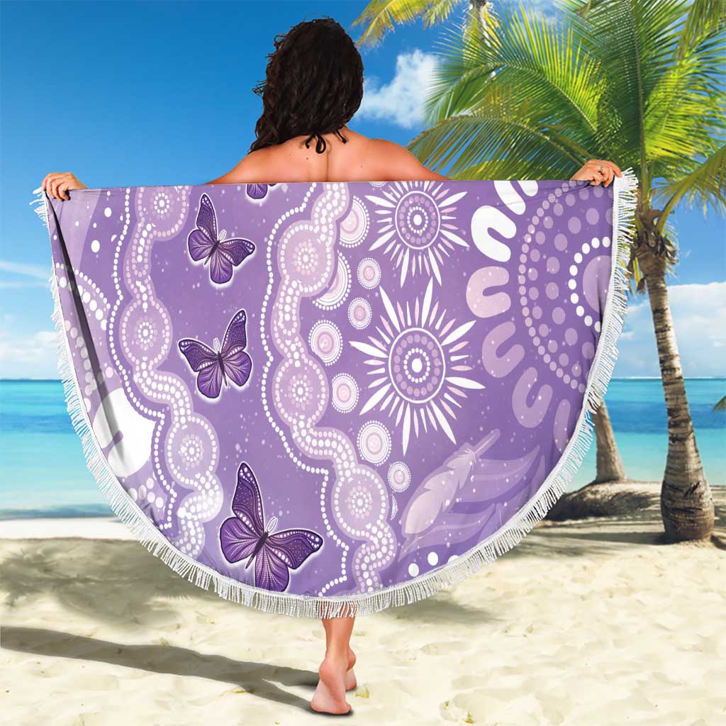 Australia Epilepsy Awareness Beach Blanket Purple Butterflies Aboriginal