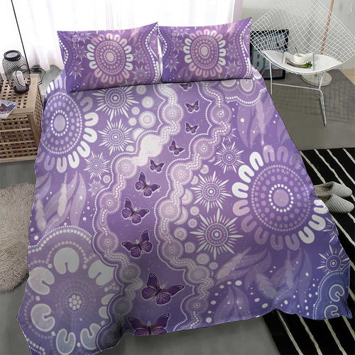 Australia Epilepsy Awareness Bedding Set Purple Butterflies Aboriginal