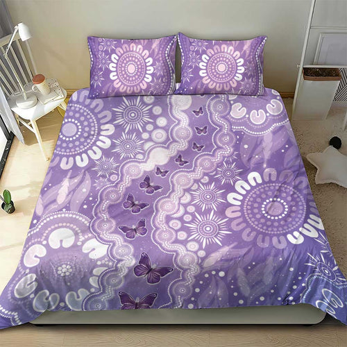 Australia Epilepsy Awareness Bedding Set Purple Butterflies Aboriginal