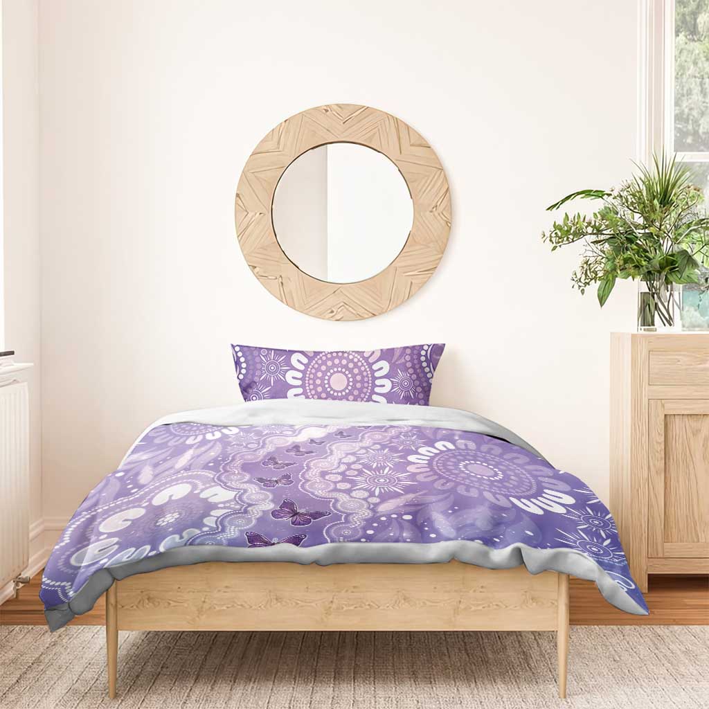 Australia Epilepsy Awareness Bedding Set Purple Butterflies Aboriginal