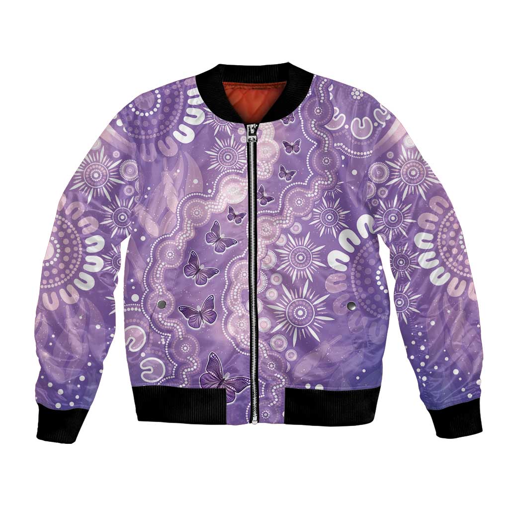 Australia Epilepsy Awareness Bomber Jacket Purple Butterflies Aboriginal