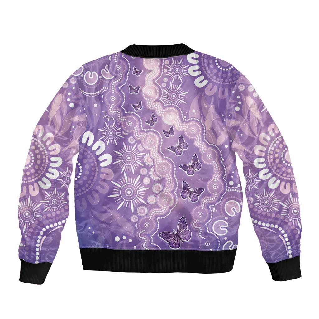 Australia Epilepsy Awareness Bomber Jacket Purple Butterflies Aboriginal