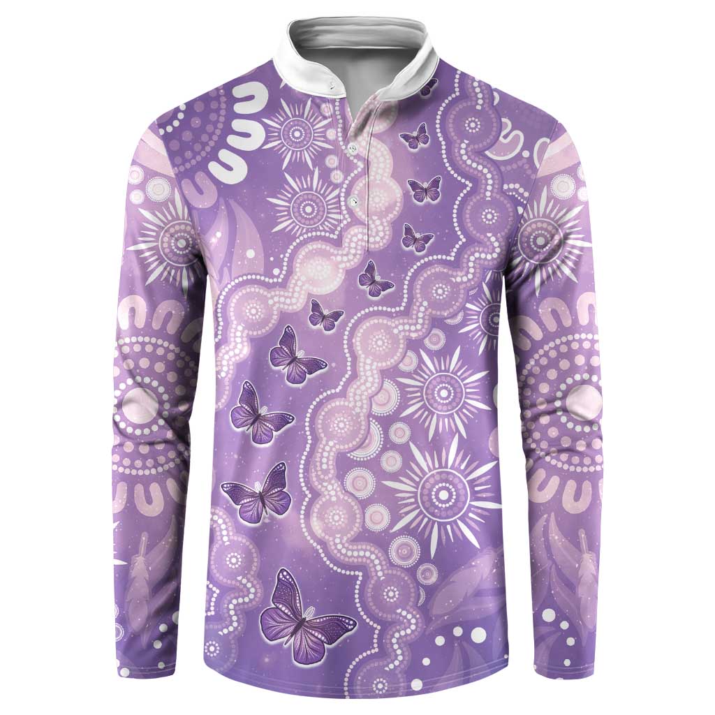 Australia Epilepsy Awareness Button Sweatshirt Purple Butterflies Aboriginal