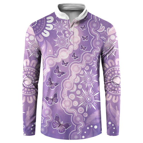 Australia Epilepsy Awareness Button Sweatshirt Purple Butterflies Aboriginal