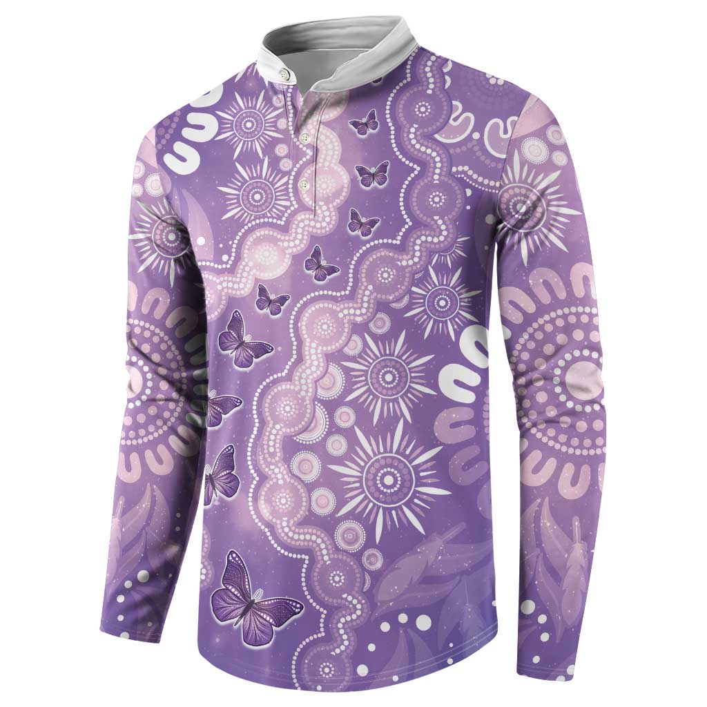 Australia Epilepsy Awareness Button Sweatshirt Purple Butterflies Aboriginal