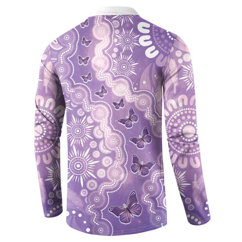 Australia Epilepsy Awareness Button Sweatshirt Purple Butterflies Aboriginal