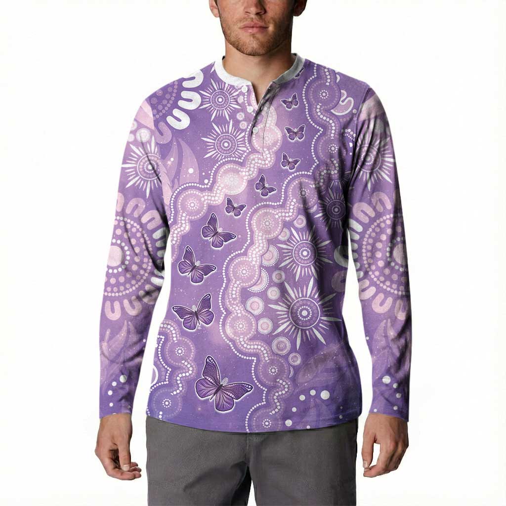 Australia Epilepsy Awareness Button Sweatshirt Purple Butterflies Aboriginal