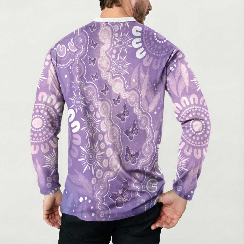 Australia Epilepsy Awareness Button Sweatshirt Purple Butterflies Aboriginal