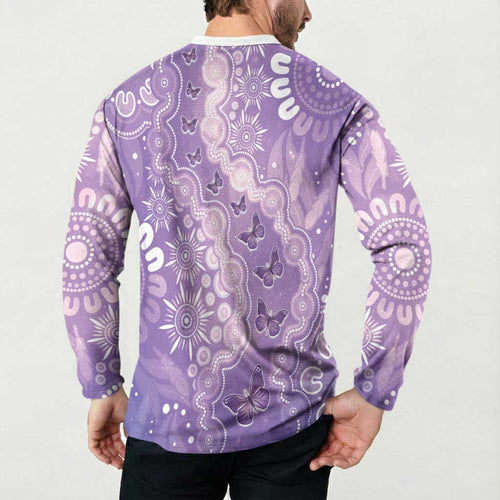 Australia Epilepsy Awareness Button Sweatshirt Purple Butterflies Aboriginal