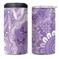 Australia Epilepsy Awareness 4 in 1 Can Cooler Tumbler Purple Butterflies Aboriginal