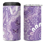 Australia Epilepsy Awareness 4 in 1 Can Cooler Tumbler Purple Butterflies Aboriginal