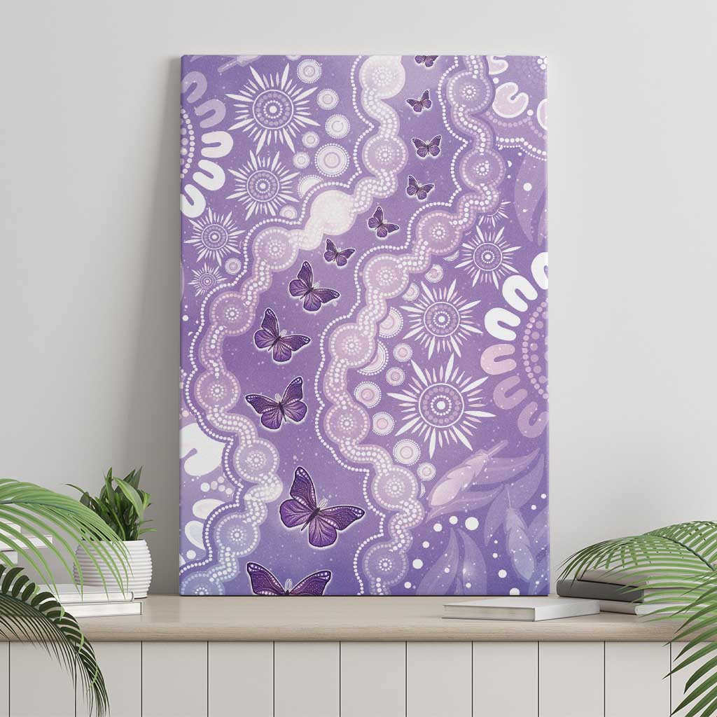 Australia Epilepsy Awareness Canvas Wall Art Purple Butterflies Aboriginal