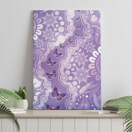 Australia Epilepsy Awareness Canvas Wall Art Purple Butterflies Aboriginal