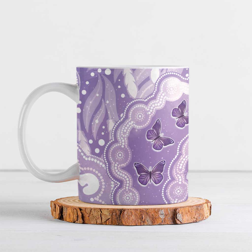 Australia Epilepsy Awareness Ceramic Mug Purple Butterflies Aboriginal