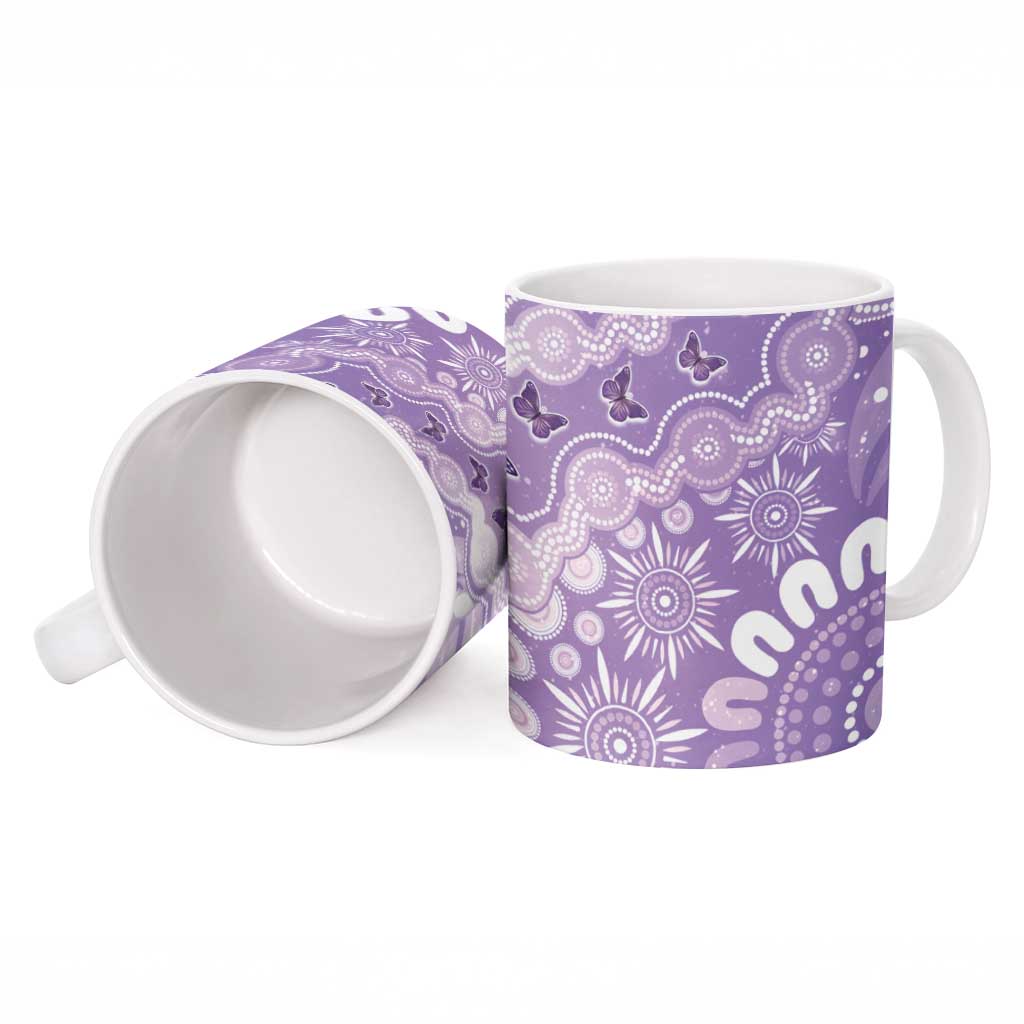 Australia Epilepsy Awareness Ceramic Mug Purple Butterflies Aboriginal