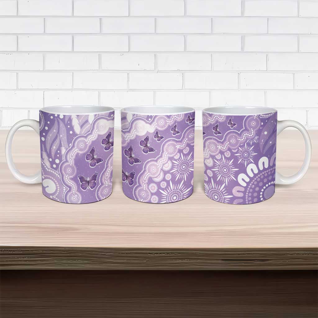 Australia Epilepsy Awareness Ceramic Mug Purple Butterflies Aboriginal