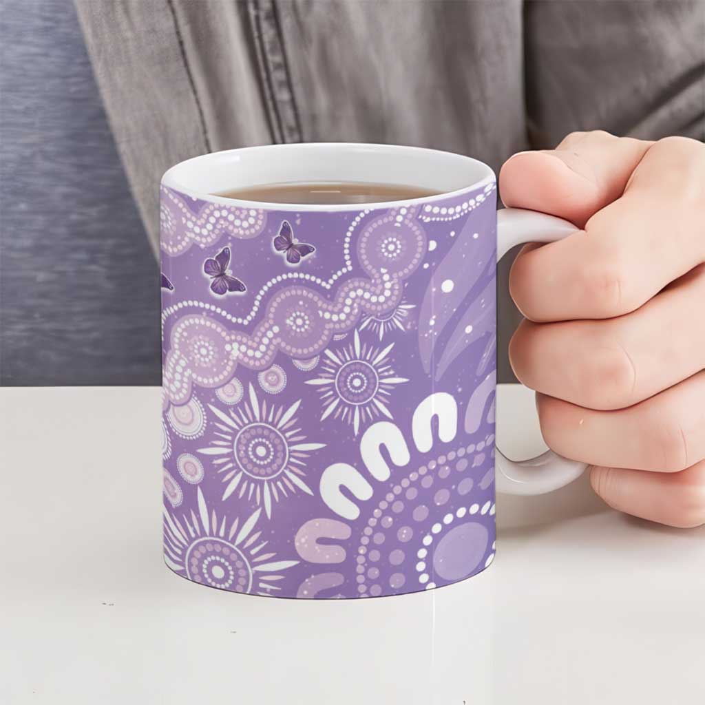 Australia Epilepsy Awareness Ceramic Mug Purple Butterflies Aboriginal
