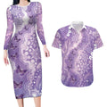 Australia Epilepsy Awareness Couples Matching Long Sleeve Bodycon Dress and Hawaiian Shirt Purple Butterflies Aboriginal