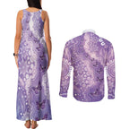 Australia Epilepsy Awareness Couples Matching Tank Maxi Dress and Long Sleeve Button Shirt Purple Butterflies Aboriginal