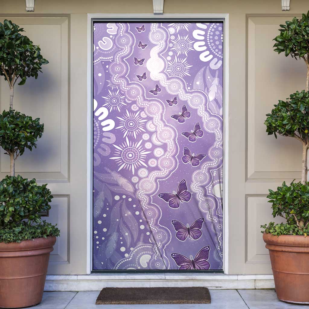 Australia Epilepsy Awareness Door Cover Purple Butterflies Aboriginal