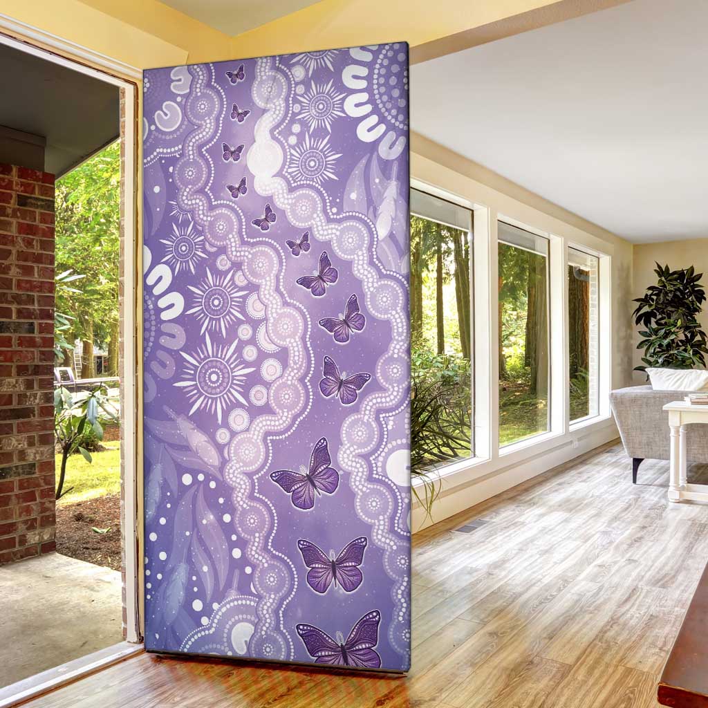 Australia Epilepsy Awareness Door Cover Purple Butterflies Aboriginal
