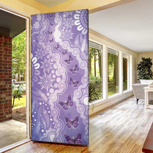 Australia Epilepsy Awareness Door Cover Purple Butterflies Aboriginal