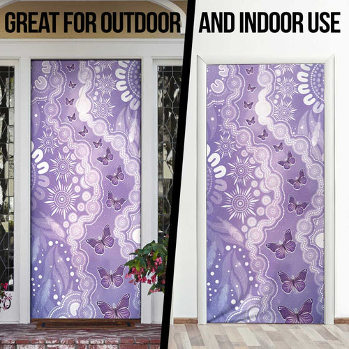 Australia Epilepsy Awareness Door Cover Purple Butterflies Aboriginal