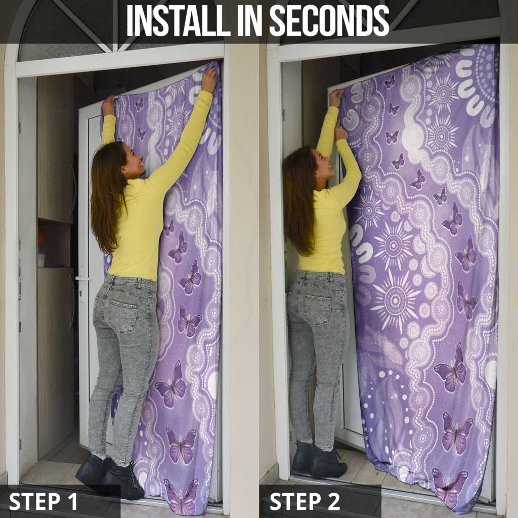 Australia Epilepsy Awareness Door Cover Purple Butterflies Aboriginal