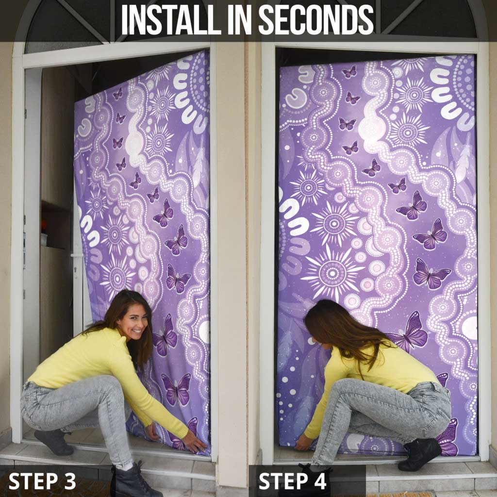 Australia Epilepsy Awareness Door Cover Purple Butterflies Aboriginal