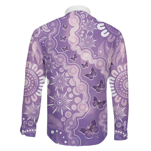 Australia Epilepsy Awareness Family Matching Mermaid Dress and Hawaiian Shirt Purple Butterflies Aboriginal